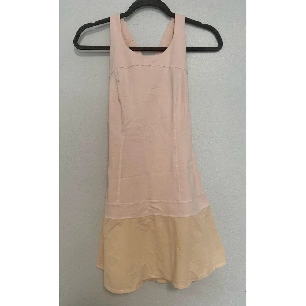 Lululemon Athletica Pink Tan Tennis Dress Racerback Built-in Shorts Athleisure 4